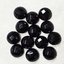 12MM FACETED ROUND CABOCHON BLACK ONYX(8PCS/BAG)